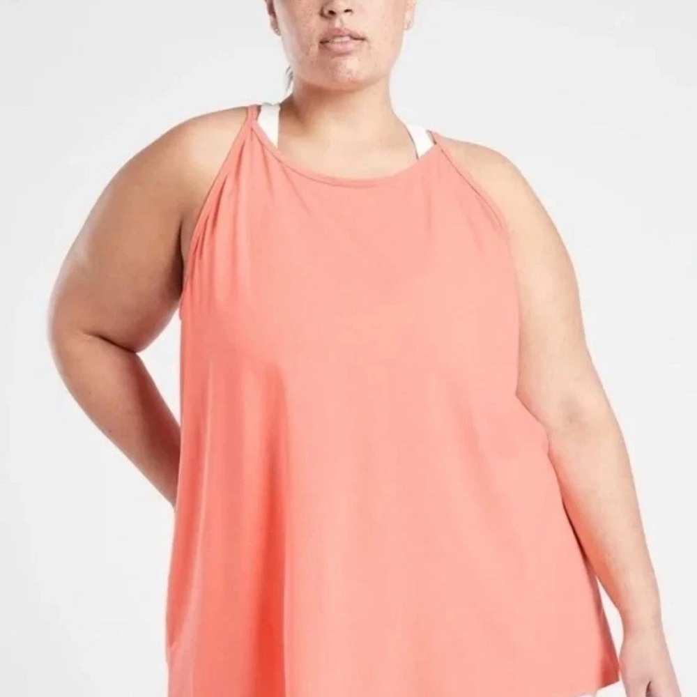 NWT Athleta  1X Sunset Coral Yin Tank Top Yoga Dance Wicking Breathable